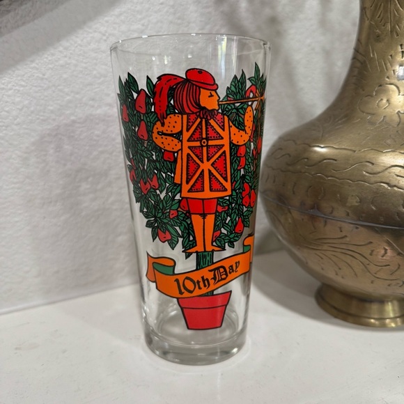 Vintage Indiana Glass 12 Days of Christmas glass tumbler cup 10th day - Picture 1 of 3